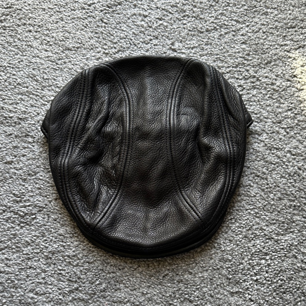 Stetson Black Leather Flat Cap
